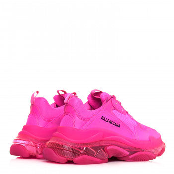 Wmns Balenciaga Triple S Pink Clear Sole Logo-Embroidered Foam & Mesh Sneakers