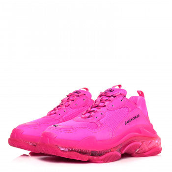 Wmns Balenciaga Triple S Pink Clear Sole Logo-Embroidered Foam & Mesh Sneakers