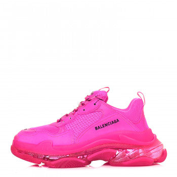 Wmns Balenciaga Triple S Pink Clear Sole Logo-Embroidered Foam & Mesh Sneakers